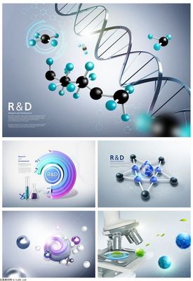 5款医疗生物科技分子基因链细胞病毒医学研究PSD素材 - 设计素材